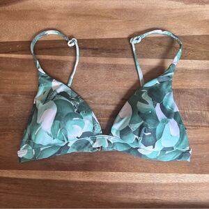 Midori Green & White Eden Tropical Print Bikini Top